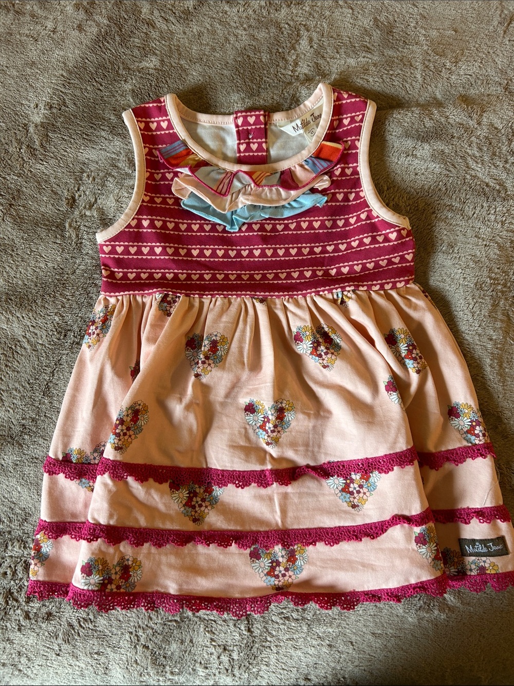 Matilda Jane Pink & Magenta Heart-Print Sleeveless Tunic 4T